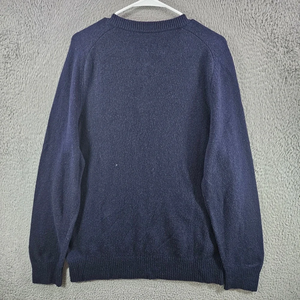 J.Crew Mens XL Navy Blue Lambswool Blend Henley‎ Sweater Raglan Sleeve Knit